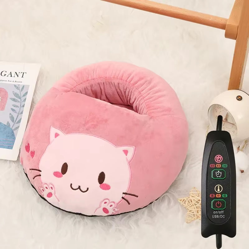 Cozy Cartoon USB Foot Warmer - Multicolor Plush Electric Heater for Winter Comfort