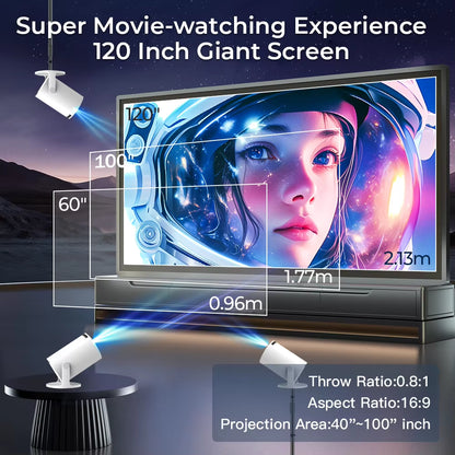 4K HD Projector X1BQ - Native 720P, Android 11, Dual WiFi 6, BT 5.0, 260 ANSI, 180° Rotatable - Ultimate Home Cinema & Office Upgrade!