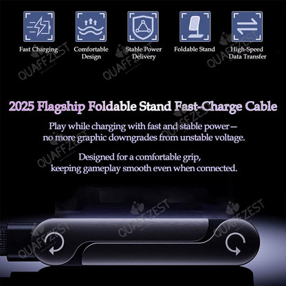 240W Fast Charging 2-In-1 Foldable Phone Holder & Data Cable for Phones and Tablets