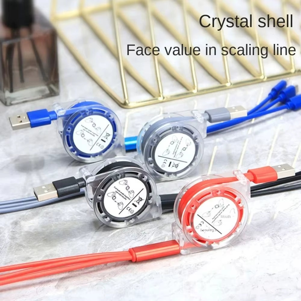 Versatile 3-In-1 Retractable USB Charging Cable for iPhone, Type-C & Micro USB - Fast Charging for Android, Xiaomi, Huawei, Samsung