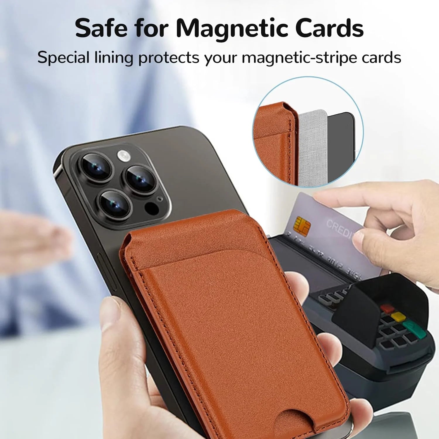 Revolutionary 2-in-1 Magnetic Wallet Stand: Premium Leather Card Holder for iPhone 16/15/14/13/12 Series with Adjustable Viewing Options