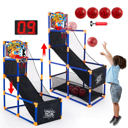 Ultimate LED Arcade Basketball Game - Adjustable 44"-55" Hoop with 4 Balls - Perfect Gift for Kids Ages 3-12!