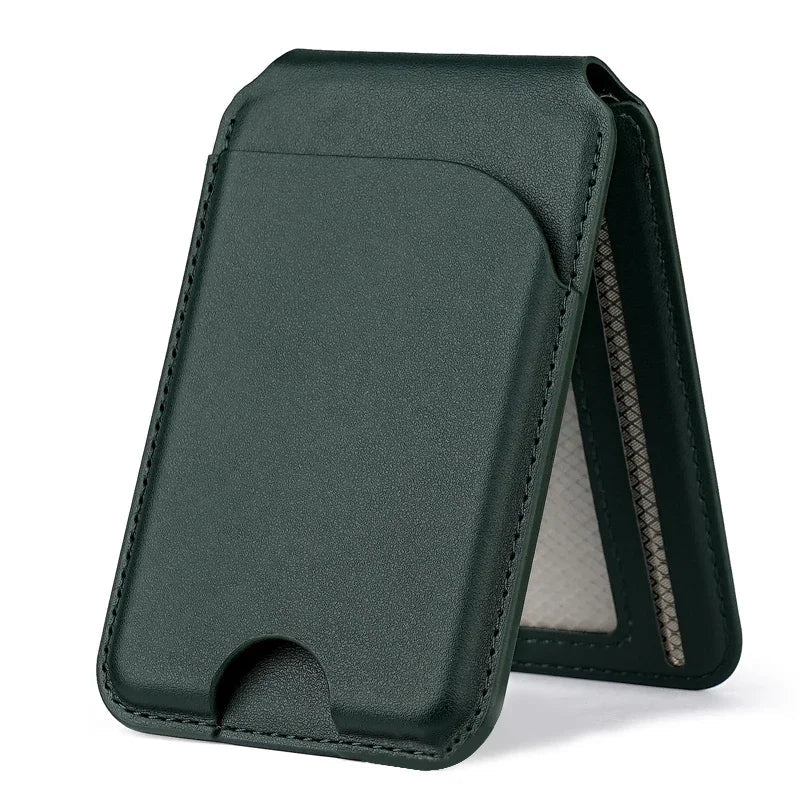 Revolutionary 2-in-1 Magnetic Wallet Stand: Premium Leather Card Holder for iPhone 16/15/14/13/12 Series with Adjustable Viewing Options