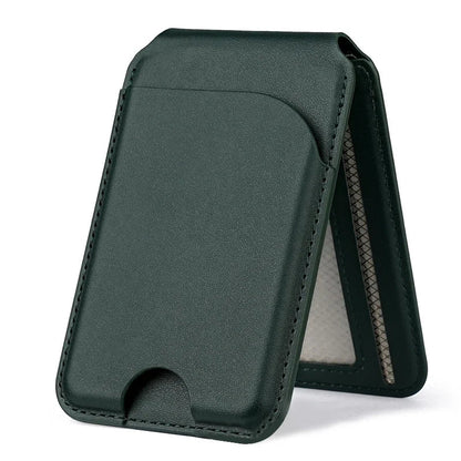 Revolutionary 2-in-1 Magnetic Wallet Stand: Premium Leather Card Holder for iPhone 16/15/14/13/12 Series with Adjustable Viewing Options