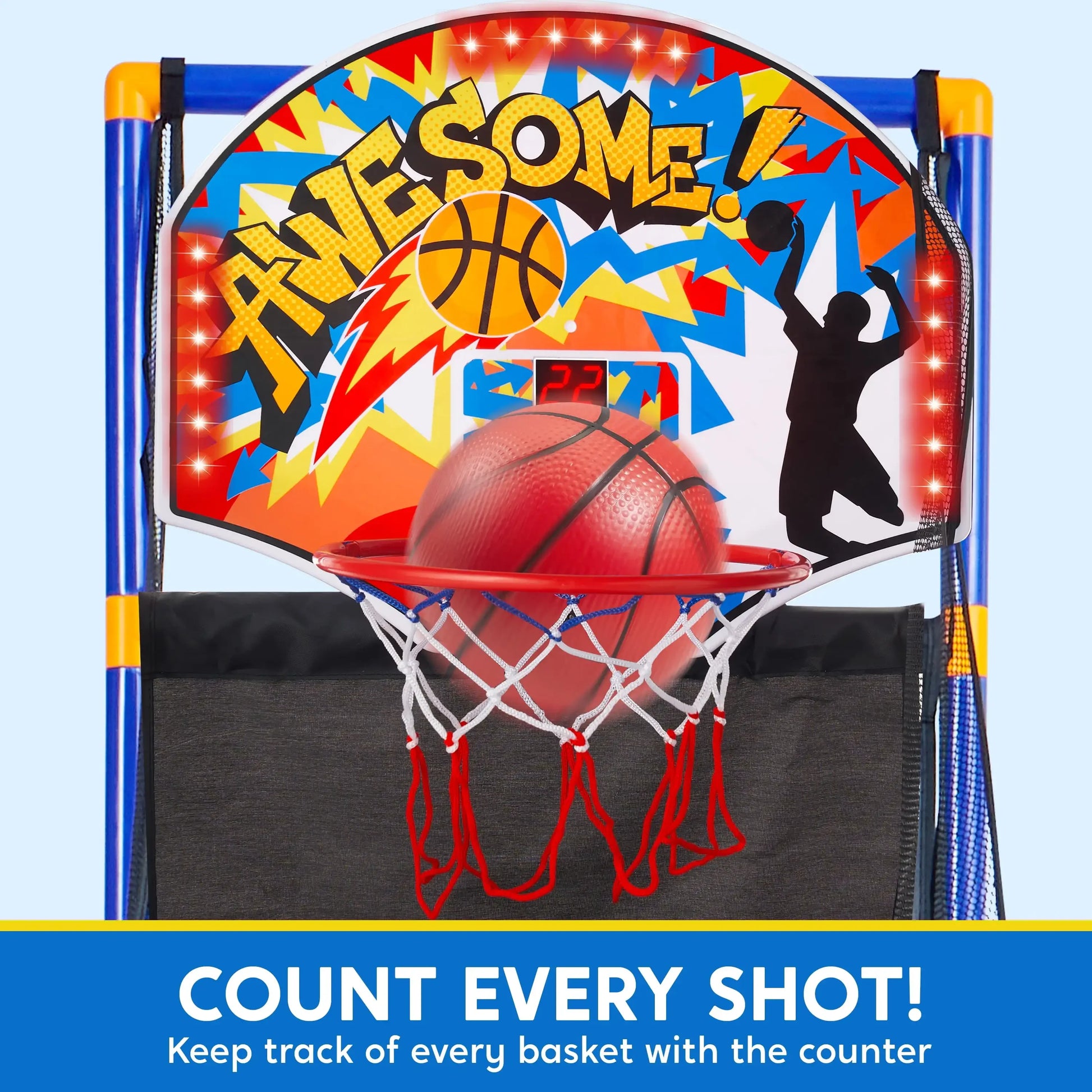 Ultimate LED Arcade Basketball Game - Adjustable 44"-55" Hoop with 4 Balls - Perfect Gift for Kids Ages 3-12!