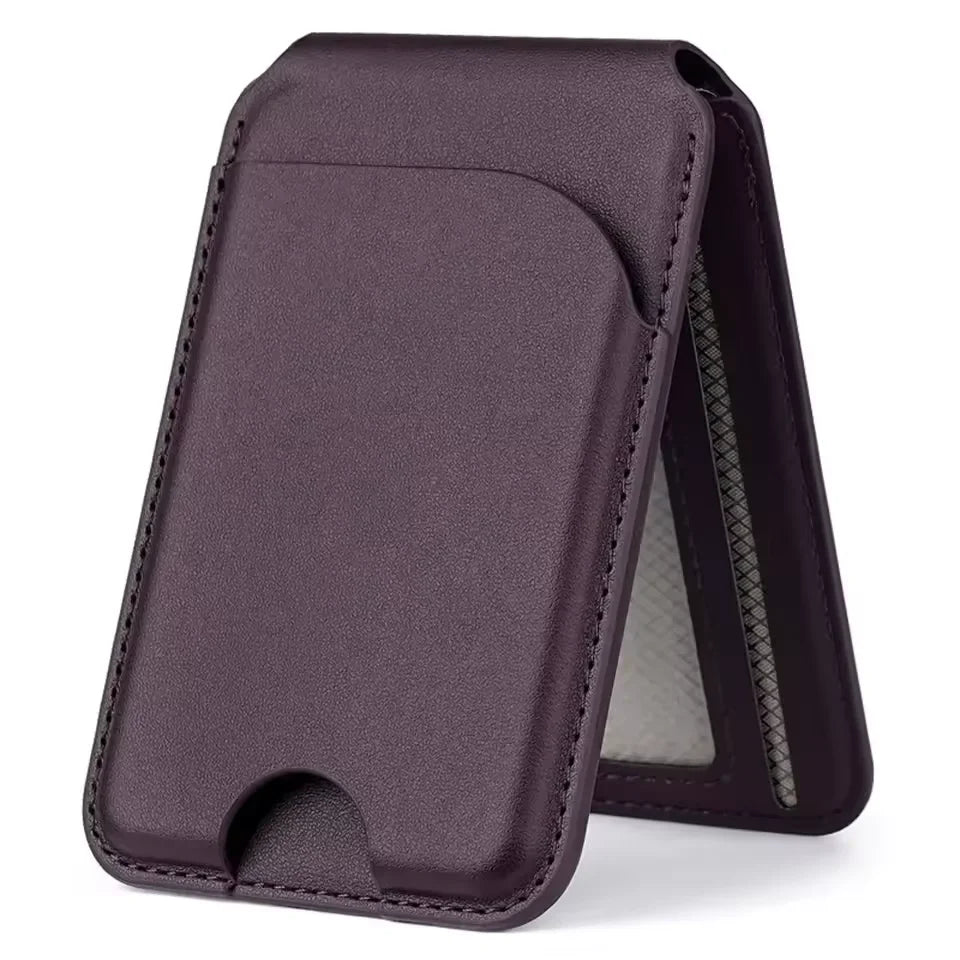 Revolutionary 2-in-1 Magnetic Wallet Stand: Premium Leather Card Holder for iPhone 16/15/14/13/12 Series with Adjustable Viewing Options