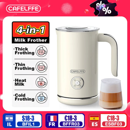 4-in-1 Milk Frother & Foam Maker – Turn Everyday Coffee Into Café-Style Creations (Hot or Cold!)