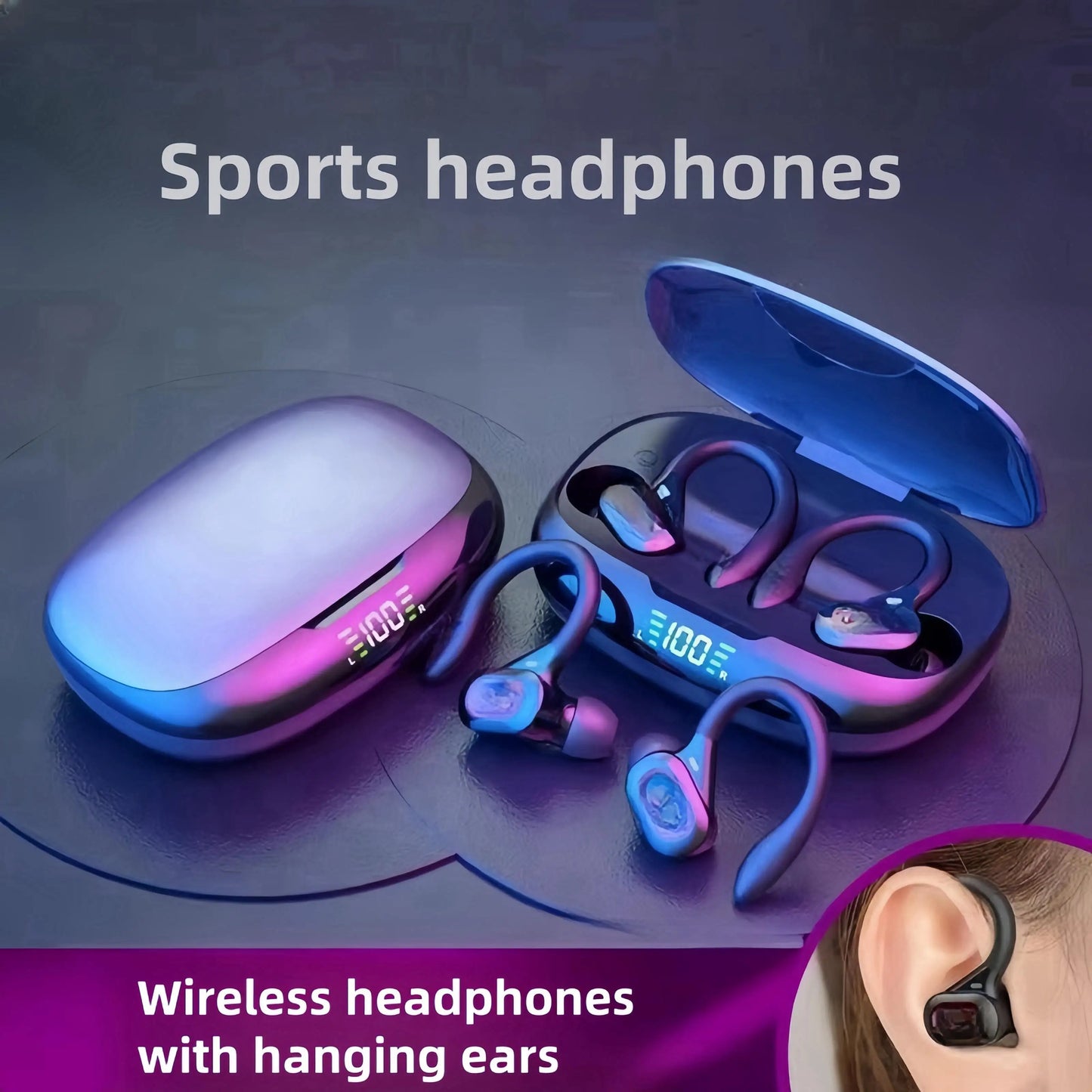 SP16 Wireless Bluetooth Earphones - Long Battery Life, Digital Display & Noise Reduction for Sports
