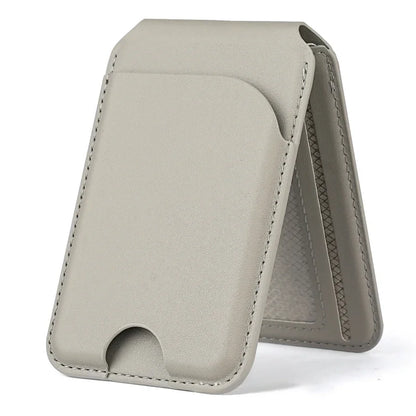 Revolutionary 2-in-1 Magnetic Wallet Stand: Premium Leather Card Holder for iPhone 16/15/14/13/12 Series with Adjustable Viewing Options