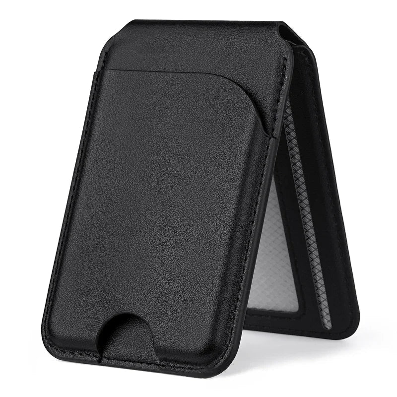 Revolutionary 2-in-1 Magnetic Wallet Stand: Premium Leather Card Holder for iPhone 16/15/14/13/12 Series with Adjustable Viewing Options