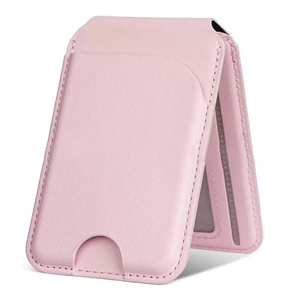Revolutionary 2-in-1 Magnetic Wallet Stand: Premium Leather Card Holder for iPhone 16/15/14/13/12 Series with Adjustable Viewing Options