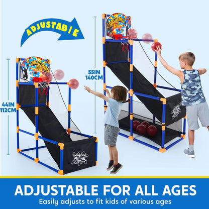 Ultimate LED Arcade Basketball Game - Adjustable 44"-55" Hoop with 4 Balls - Perfect Gift for Kids Ages 3-12!