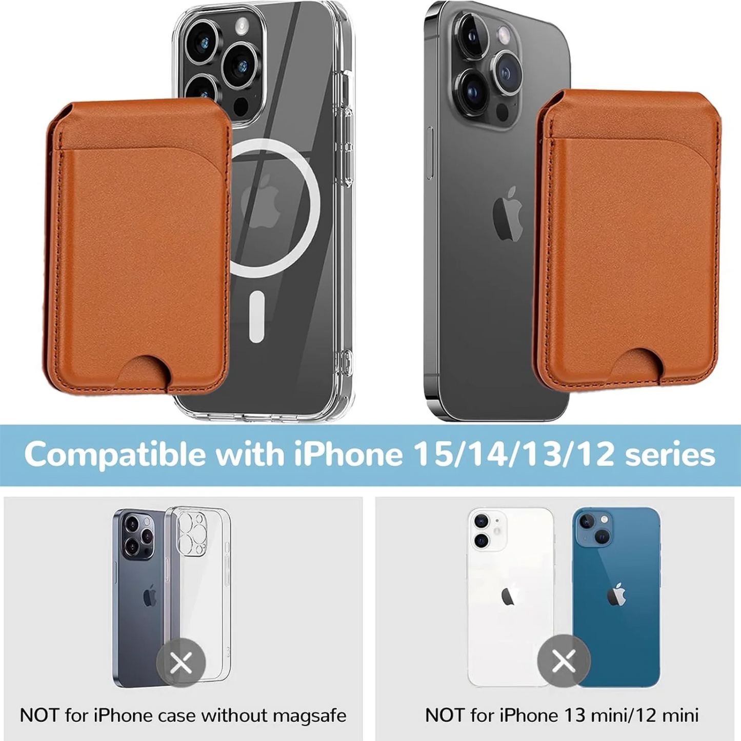 Revolutionary 2-in-1 Magnetic Wallet Stand: Premium Leather Card Holder for iPhone 16/15/14/13/12 Series with Adjustable Viewing Options