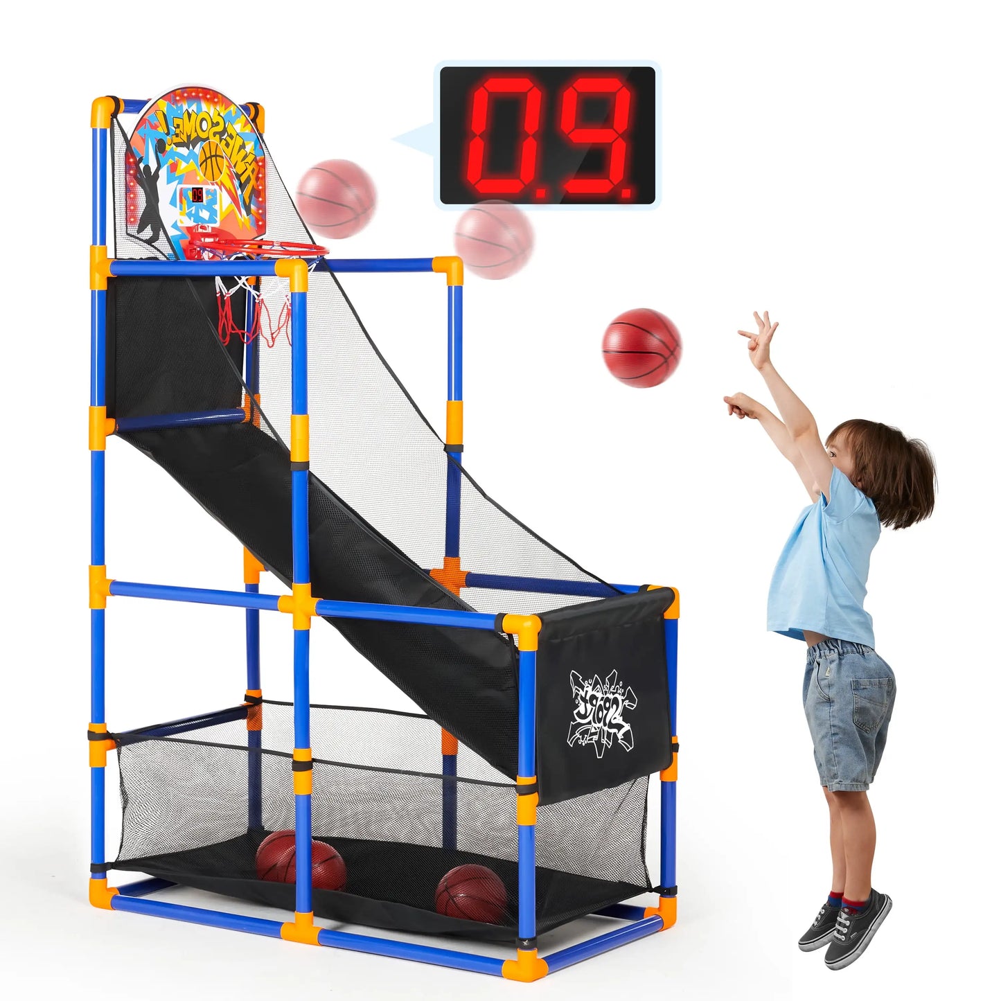 Ultimate LED Arcade Basketball Game - Adjustable 44"-55" Hoop with 4 Balls - Perfect Gift for Kids Ages 3-12!