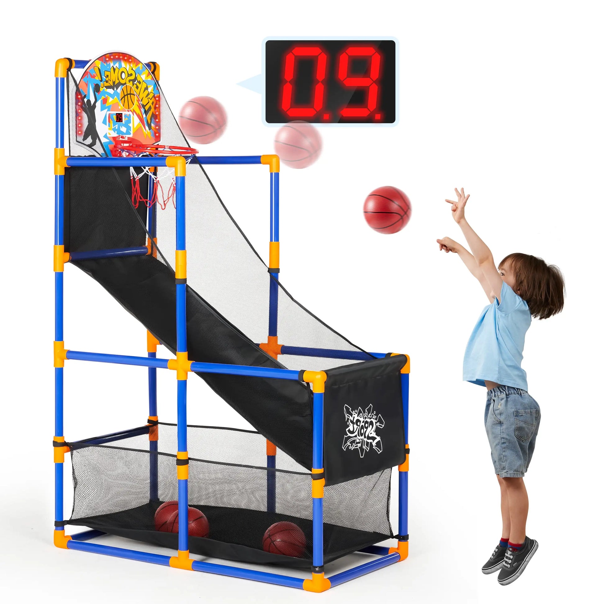 Ultimate LED Arcade Basketball Game - Adjustable 44"-55" Hoop with 4 Balls - Perfect Gift for Kids Ages 3-12!