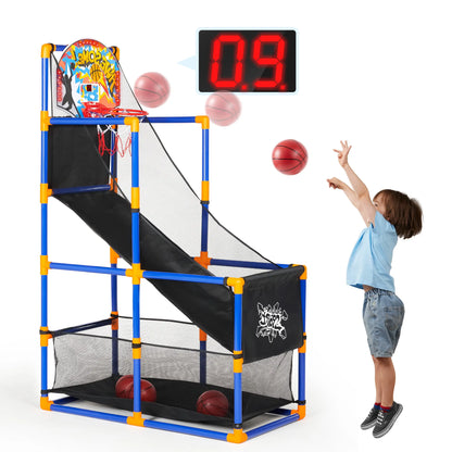 Ultimate LED Arcade Basketball Game - Adjustable 44"-55" Hoop with 4 Balls - Perfect Gift for Kids Ages 3-12!