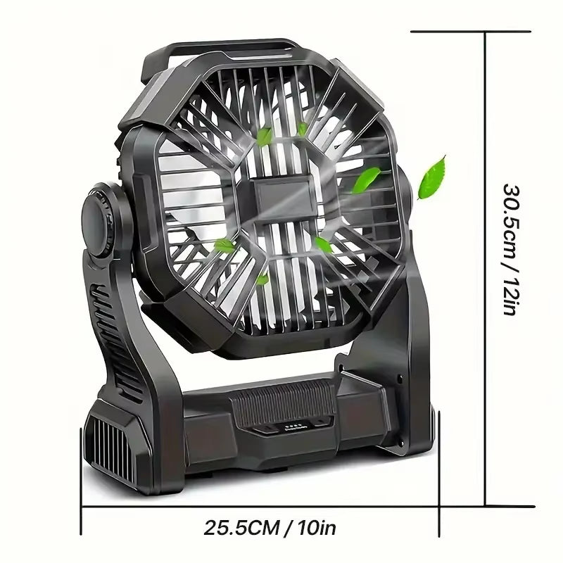 Versatile 3-in-1 Portable Camping Fan with LED Light & Power Bank - Perfect for Tents, BBQs, and Travel!