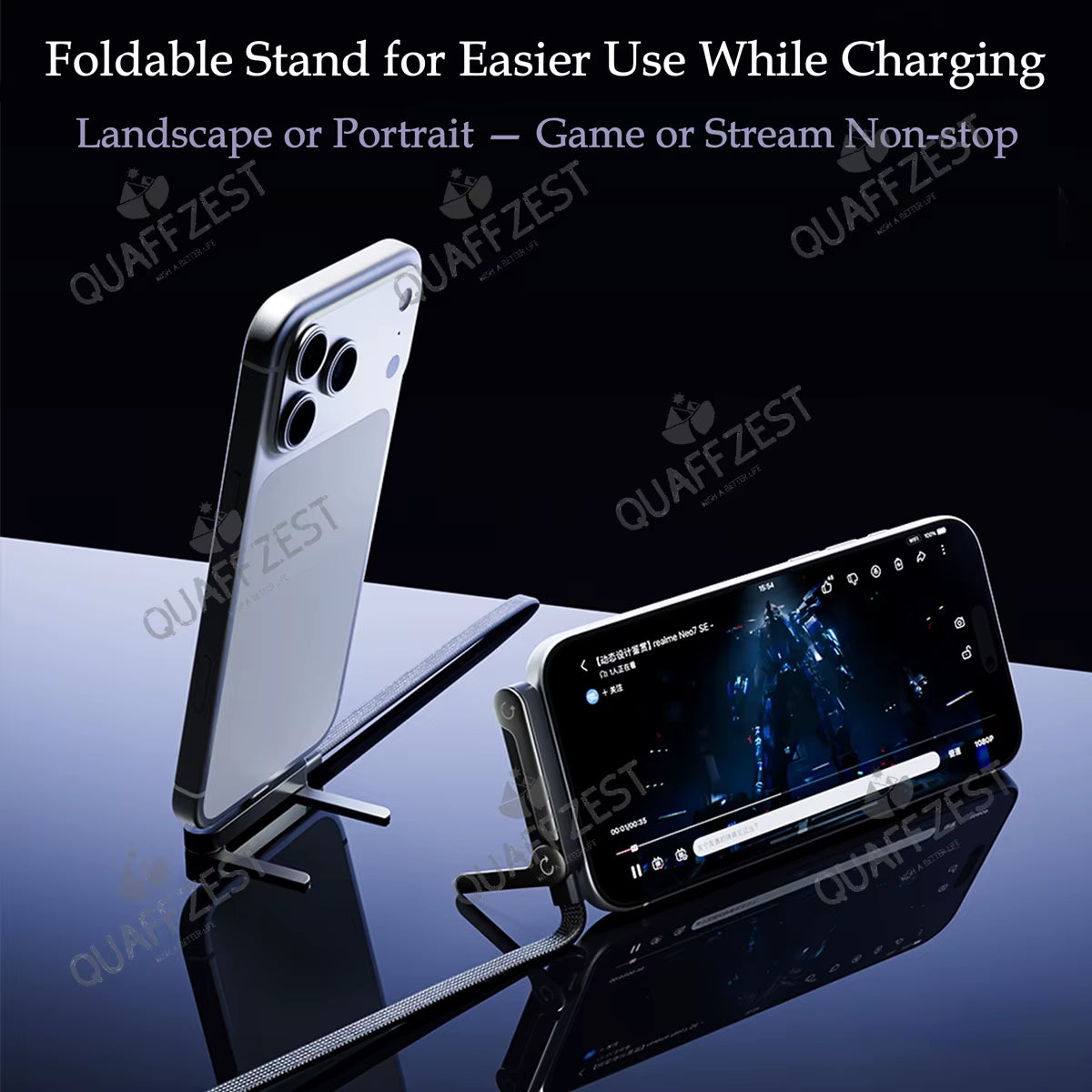 240W Fast Charging 2-In-1 Foldable Phone Holder & Data Cable for Phones and Tablets