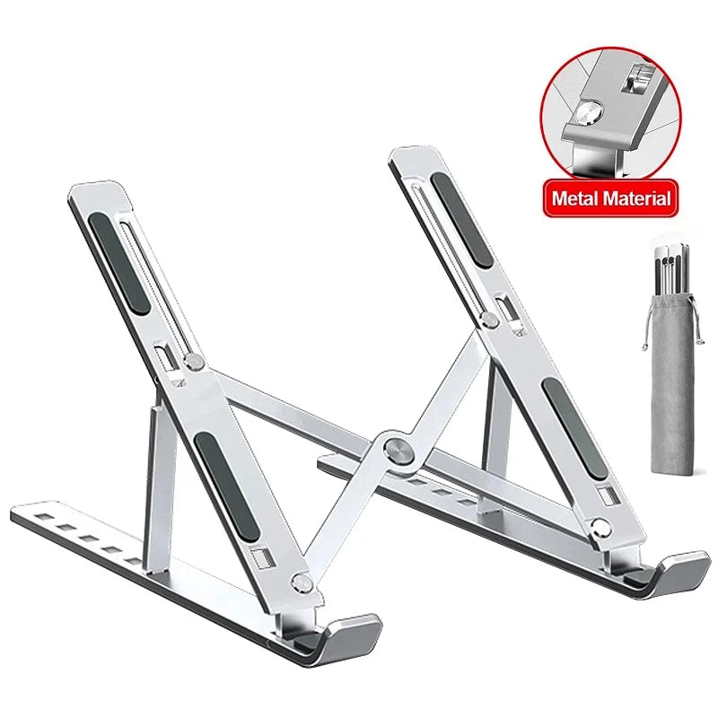 Adjustable Aluminum Alloy Laptop Stand - Foldable & Portable Cooling Holder with Non-Slip Design
