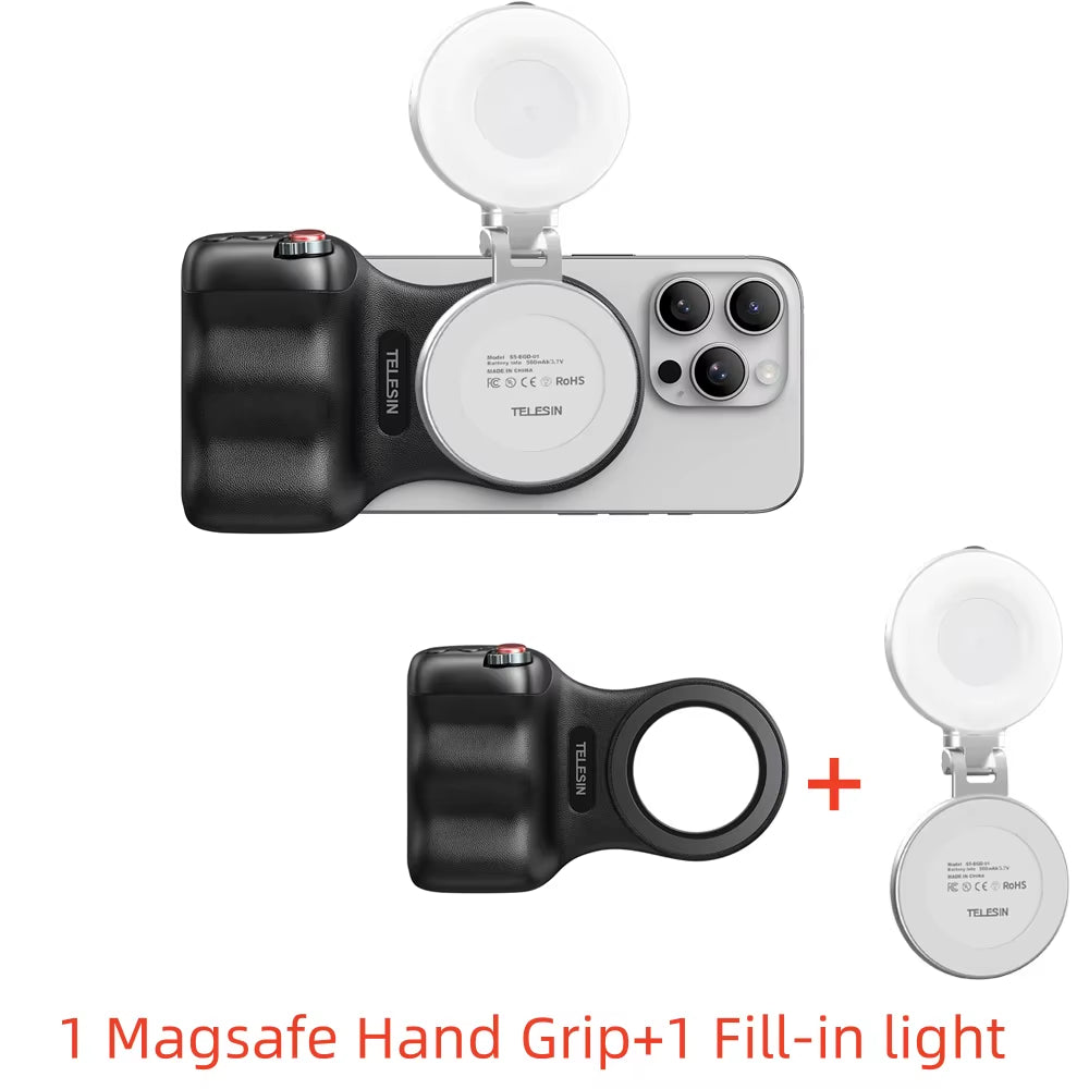 TELESIN Magnetic Phone Camera Hand Grip with Remote Control - Perfect Shooting Aid for iPhone, HUAWEI, and SAMSUNG Phones