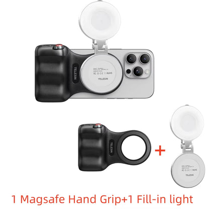 TELESIN Magnetic Phone Camera Hand Grip with Remote Control - Perfect Shooting Aid for iPhone, HUAWEI, and SAMSUNG Phones