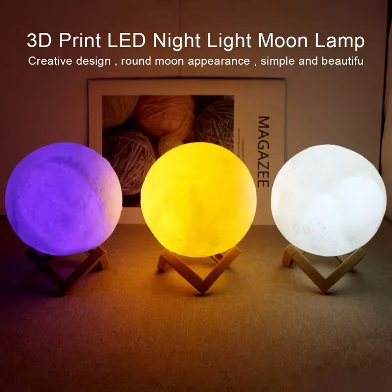 Enchanting 8Cm Moon Lamp LED Night Light - Battery Powered Starry Bedroom Decor & Perfect Kids Gift
