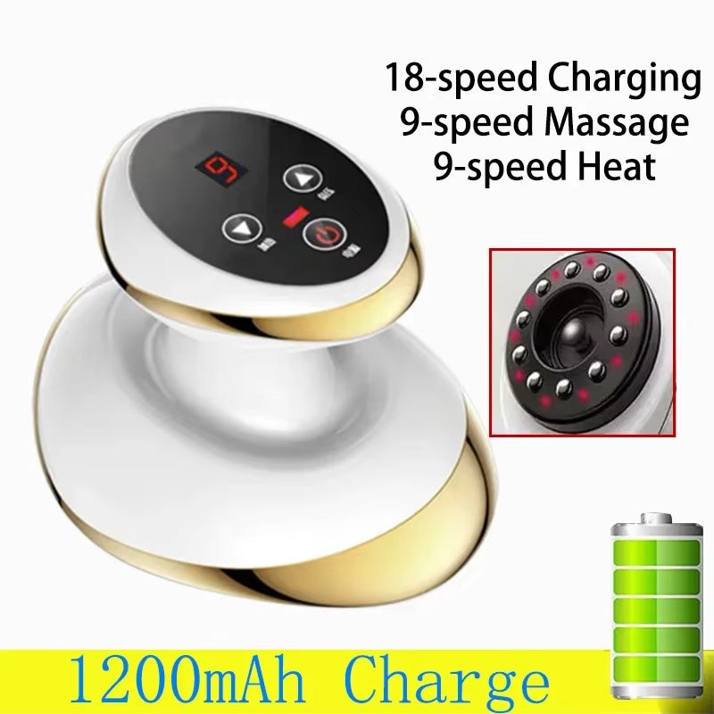 Rechargeable 6/9 Gear Negative Pressure Vacuum Suction Cup - Body Fat Burner & Guasha Massage with Electric Heating for Home Use