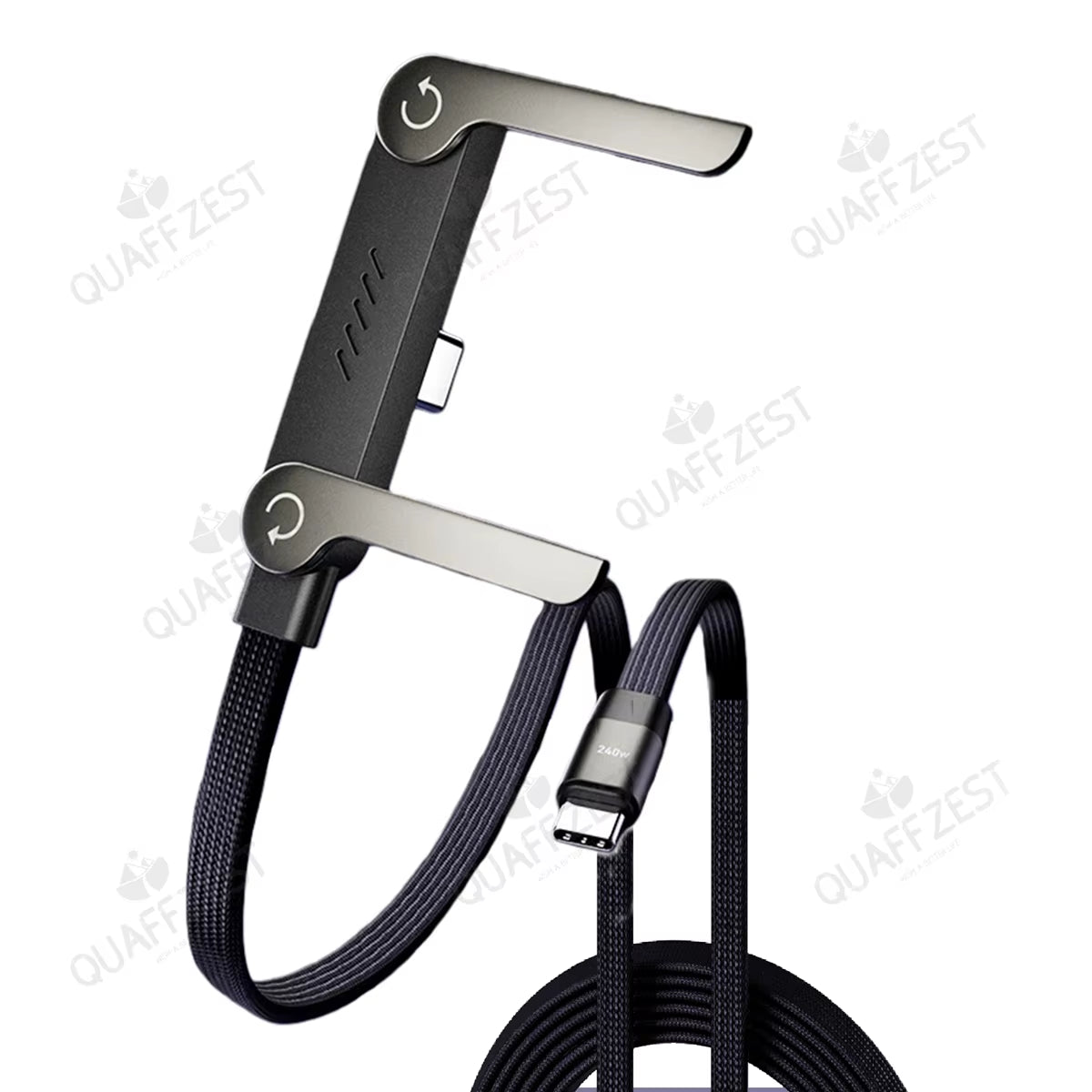 240W Fast Charging 2-In-1 Foldable Phone Holder & Data Cable for Phones and Tablets