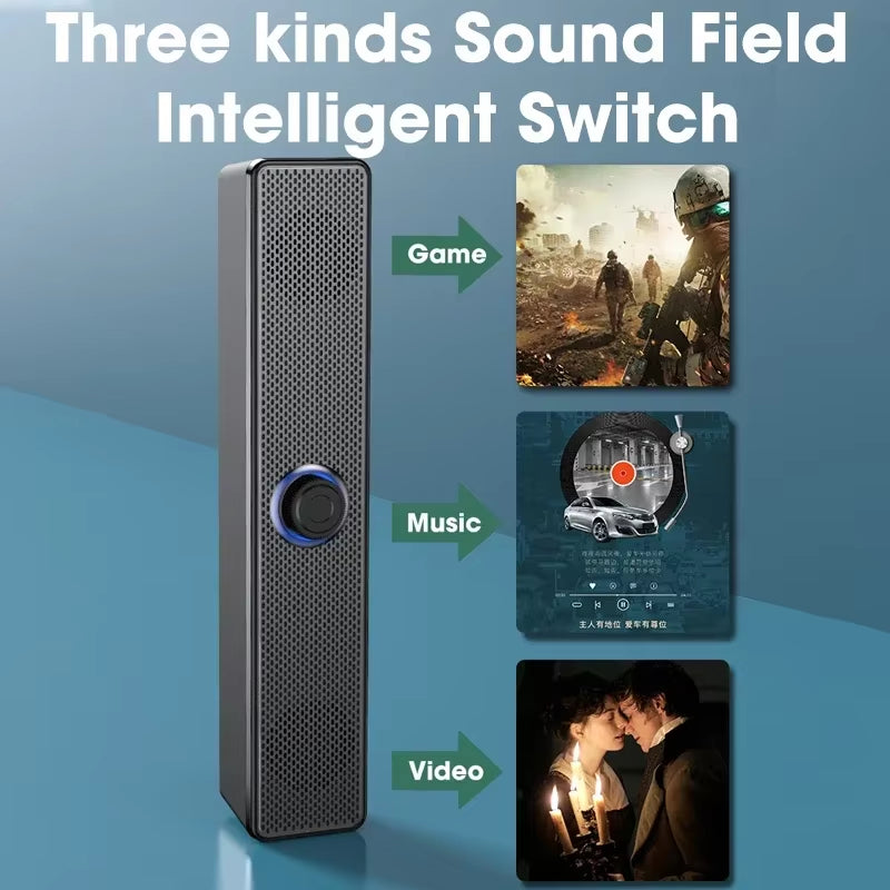 Ultimate Bluetooth 4D Surround Soundbar with Subwoofer - Home Theater Experience with Powerful Bass for TV and Computer