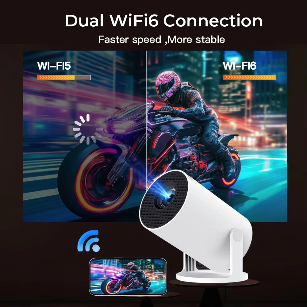 4K HD Projector X1BQ - Native 720P, Android 11, Dual WiFi 6, BT 5.0, 260 ANSI, 180° Rotatable - Ultimate Home Cinema & Office Upgrade!