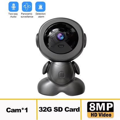 8MP Smart WiFi Surveillance Robot - Wireless Security Baby Monitor with AI Human Tracking, Two-Way Audio, and Color Night Vision