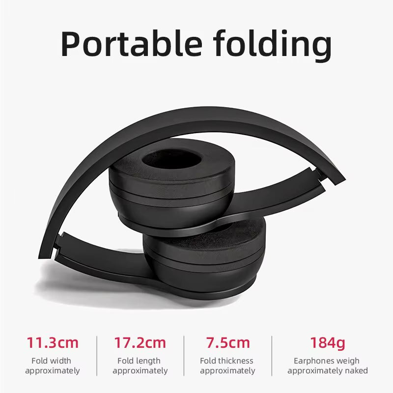 P47 Bluetooth 5.0 Wireless Headphones - Foldable HIFI Stereo Bass Earphones for Music & Gaming - Perfect for Kids & Girls - Compatible with Smartphones
