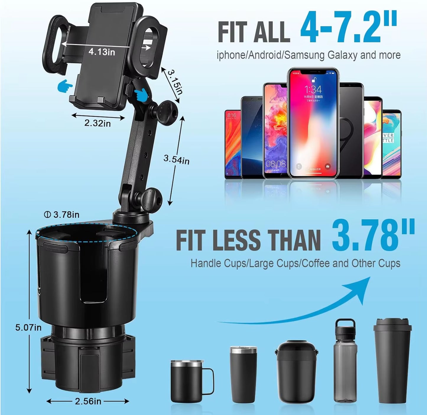 Ultimate Car Cup Holder Expander & 360° Smartphone Mount - Perfect Auto Interior Accessory!