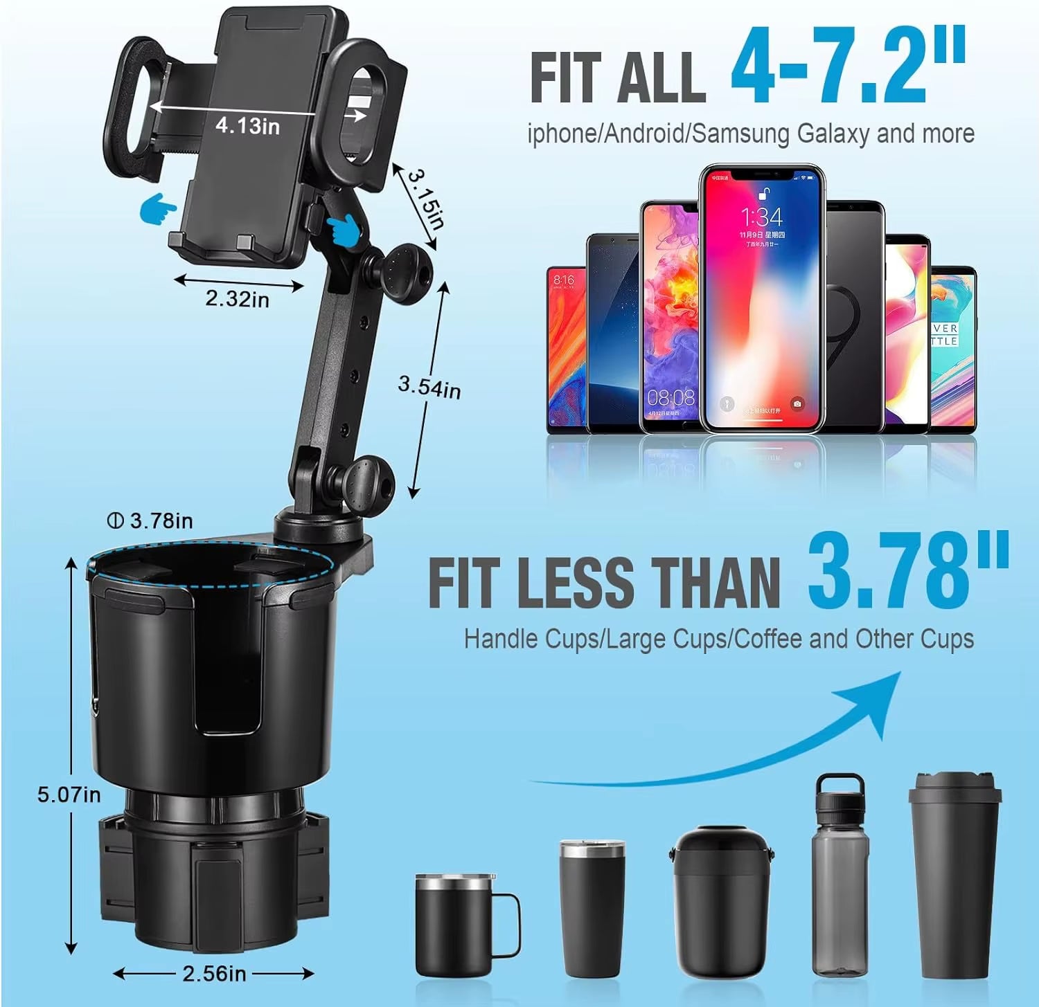 Ultimate Car Cup Holder Expander & 360° Smartphone Mount - Perfect Auto Interior Accessory!