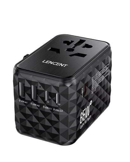 Ultimate 65W GaN Universal Travel Adapter - Fast Charging for EU, UK, USA & AUS with 2 USB-C Ports - Perfect for Travelers!