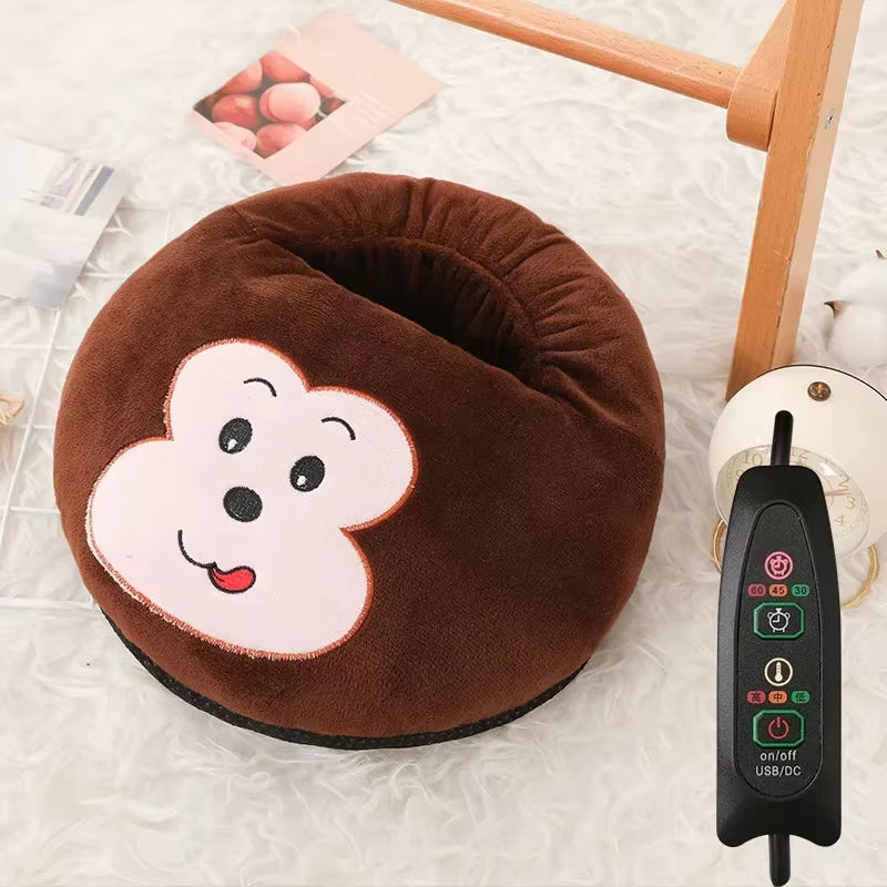 Cozy Cartoon USB Foot Warmer - Multicolor Plush Electric Heater for Winter Comfort
