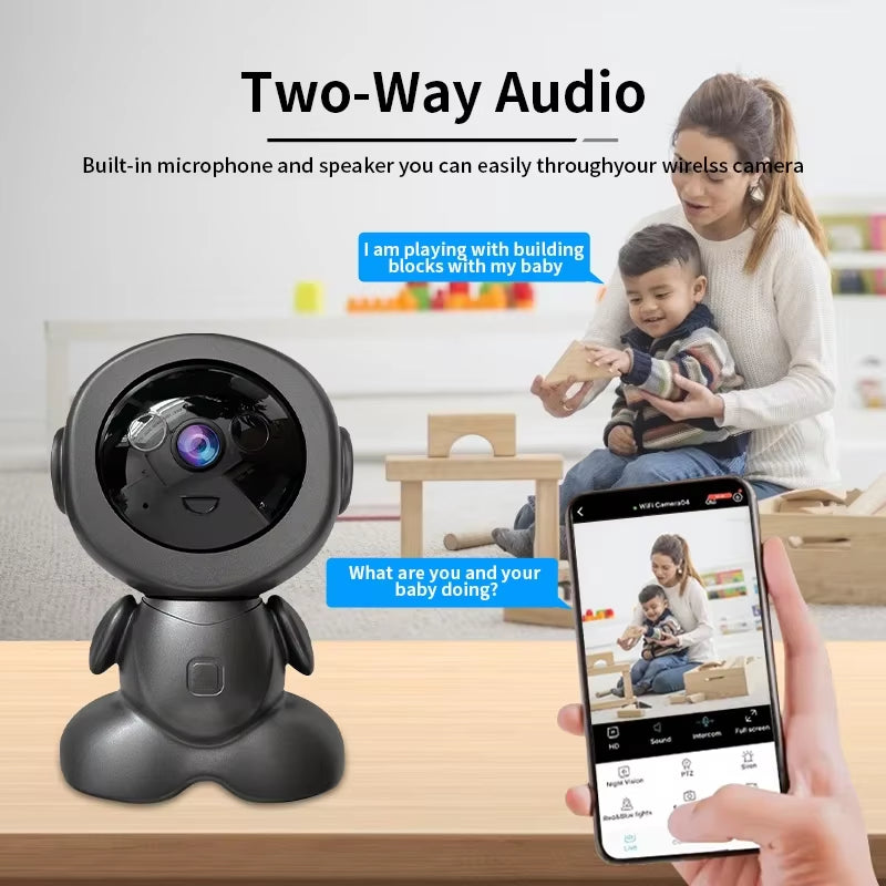 8MP Smart WiFi Surveillance Robot - Wireless Security Baby Monitor with AI Human Tracking, Two-Way Audio, and Color Night Vision
