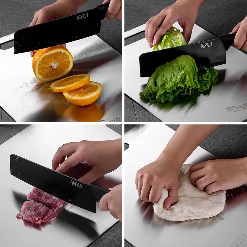 Premium Stainless Steel Cutting Board - Antibacterial, Mildew-Proof, Perfect for Kneading Dough & Chopping Fruits and Vegetables