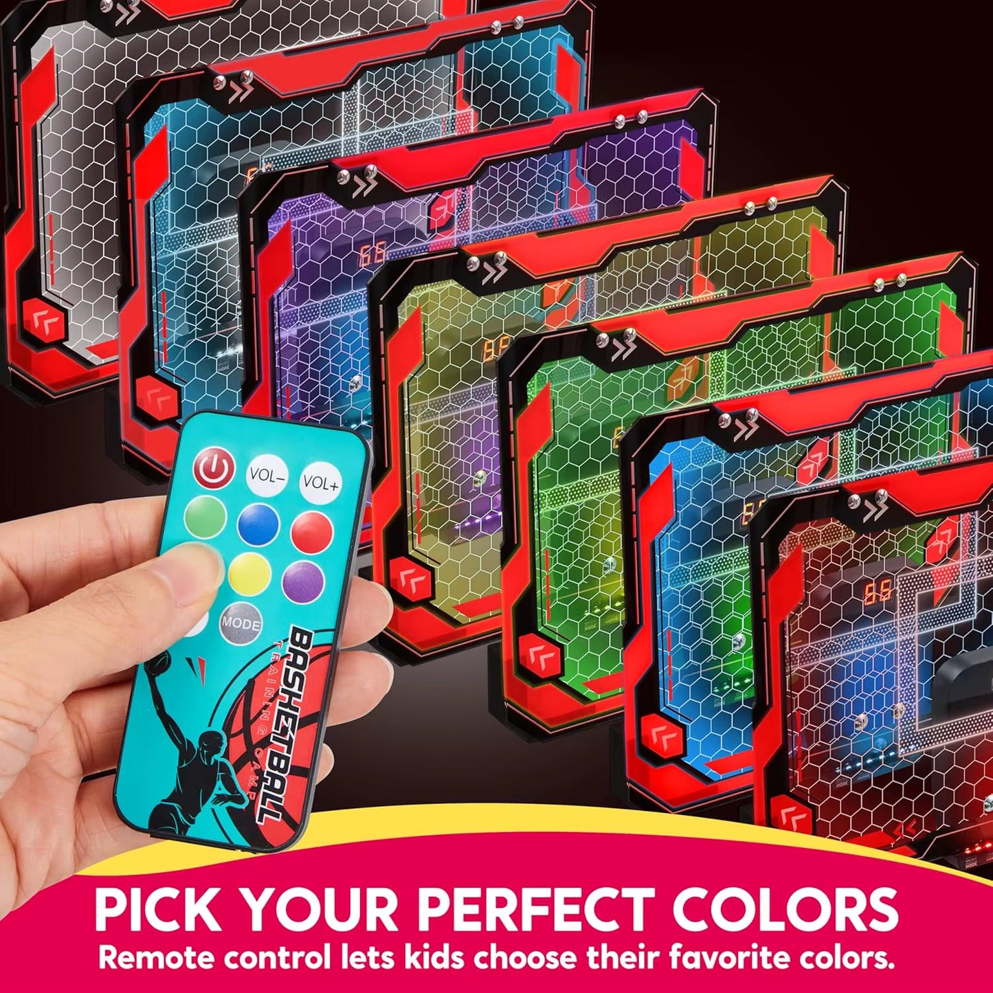 Light-Up Mini Indoor Basketball Hoop - Over-the-Door Fun with Scoreboard & 4 Balls - Perfect Birthday Gift for Kids!