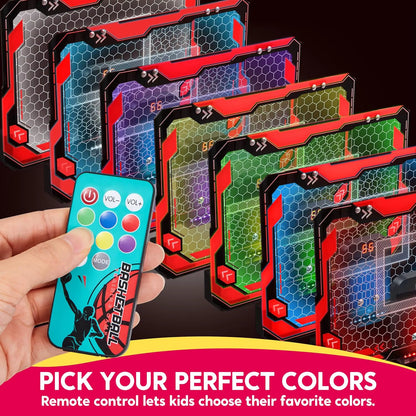 Light-Up Mini Indoor Basketball Hoop - Over-the-Door Fun with Scoreboard & 4 Balls - Perfect Birthday Gift for Kids!