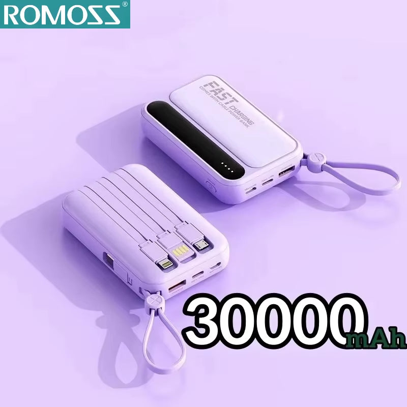 4 In1 Power Bank 500000Mah Large Capacity Built in Cables Intelligent Digital Display Light Portable Battery for Iphone
