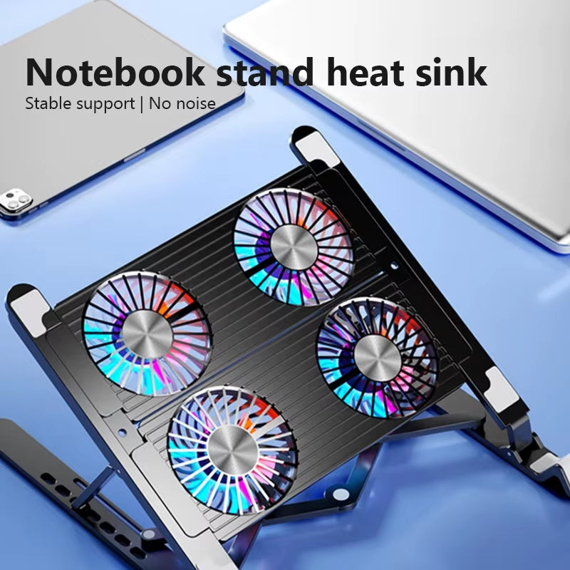 Ultimate Portable Laptop Cooler Stand - Adjustable Cooling Pad with 4 Fans for 13-17.3 Inch Notebooks - Foldable & Travel-Friendly