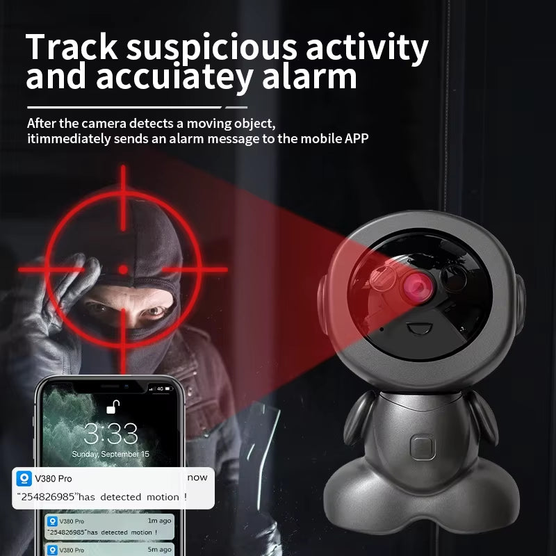 8MP Smart WiFi Surveillance Robot - Wireless Security Baby Monitor with AI Human Tracking, Two-Way Audio, and Color Night Vision