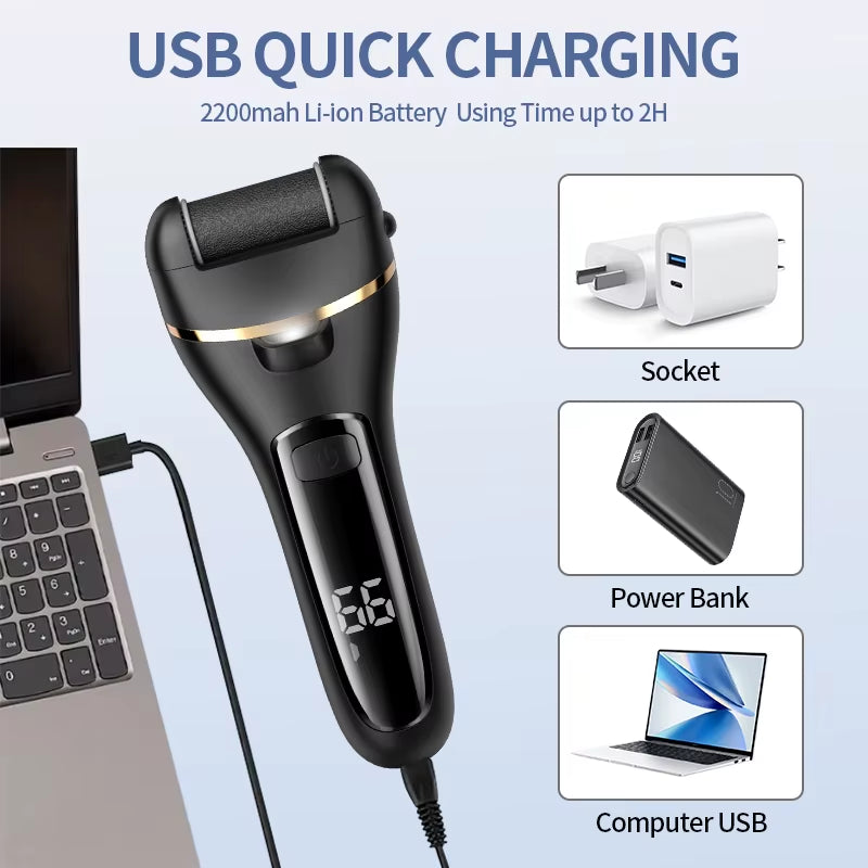Rechargeable USB Electric Foot Grinder - Adjustable Speed Callus Remover for Effortless Pedicure & Self-Care for Men & Women