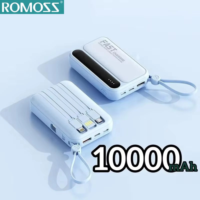 4 In1 Power Bank 500000Mah Large Capacity Built in Cables Intelligent Digital Display Light Portable Battery for Iphone