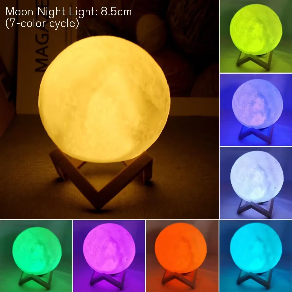 Enchanting 8Cm Moon Lamp LED Night Light - Battery Powered Starry Bedroom Decor & Perfect Kids Gift