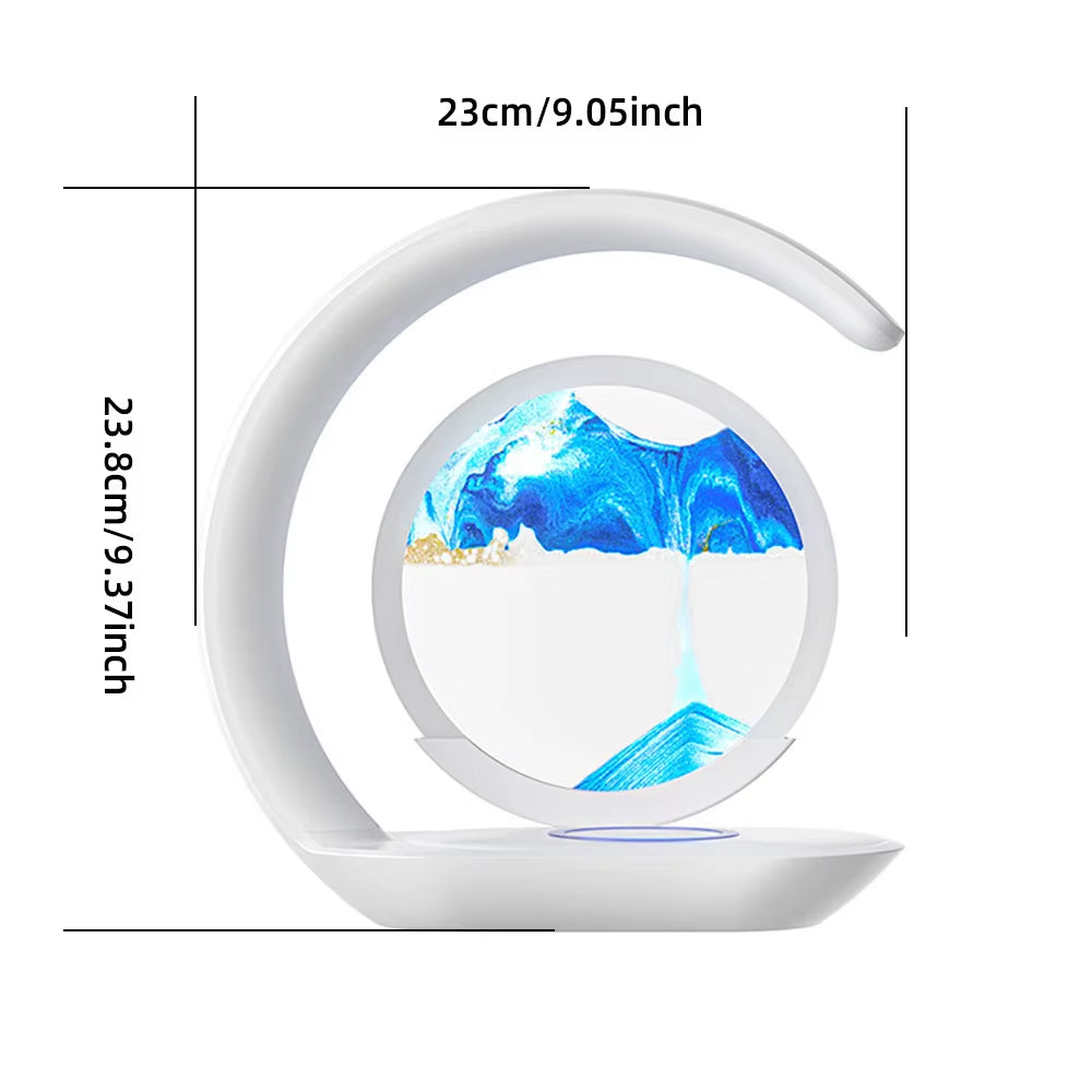 Stylish Quicksand Table Lamp with USB Wireless Charging - 3D Hourglass Sand Painting Night Light for Elegant Office Decor