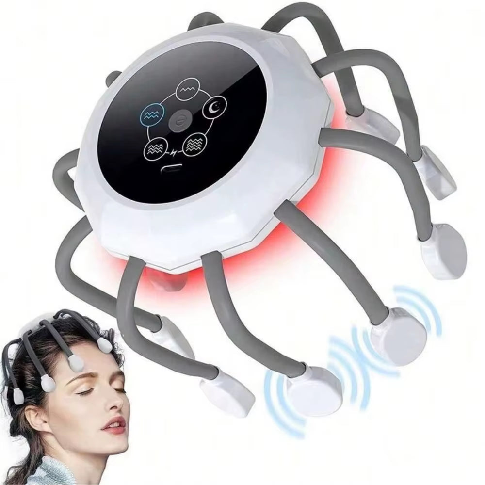 Rechargeable Octopus Claw Electric Scalp Massager - Therapeutic Eight Claw Head Massager for Ultimate Relaxation
