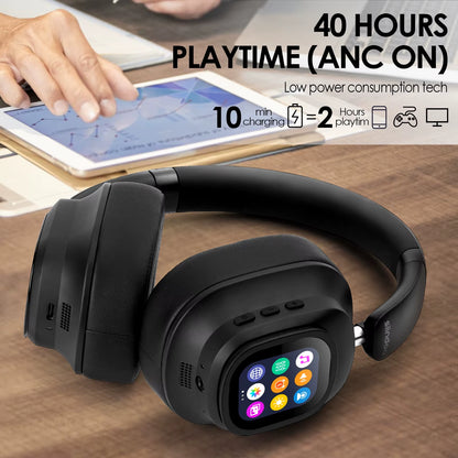Jh-Anc930Plus Hybrid Wireless Active Noise Cancelling Headphones with Touch Control & LED Screen