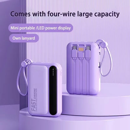 4 In1 Power Bank 500000Mah Large Capacity Built in Cables Intelligent Digital Display Light Portable Battery for Iphone